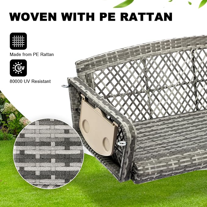 Outdoor Wicker Patio Porch Swing - Image 3