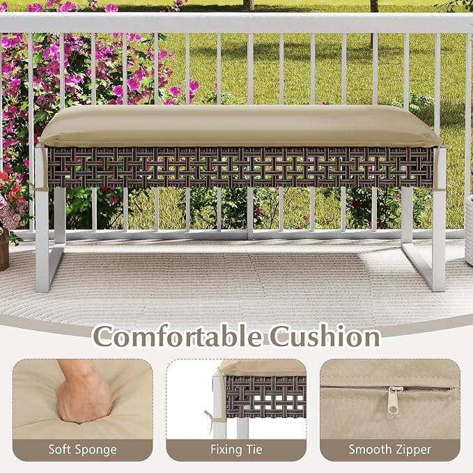 Tangkula Outdoor Ottoman, Patio Rattan Heavy Duty Wicker Footrest - Image 6