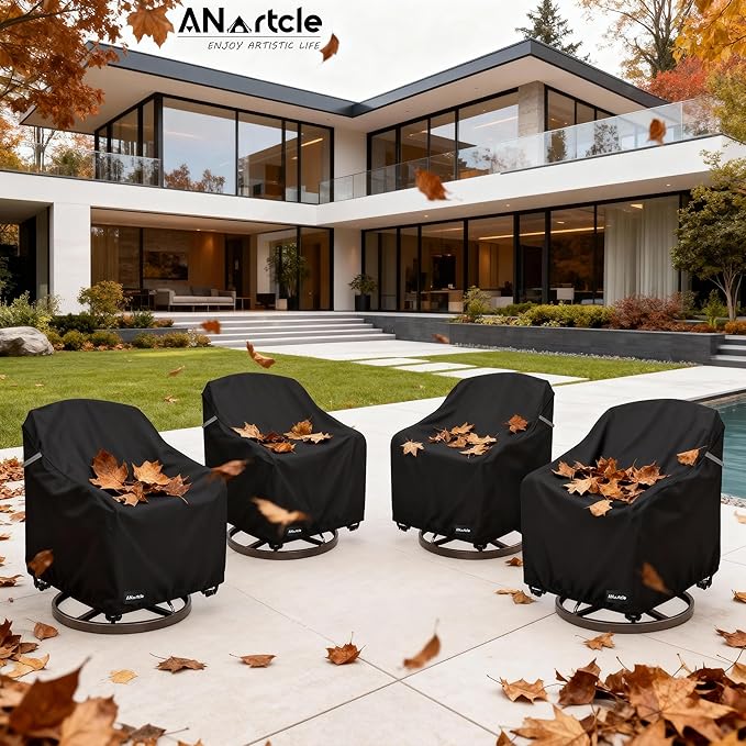Swivel Patio Chair Cover 4 Pack, 600D Waterproof Heavy Duty Outdoor Chair Cover - Image 7