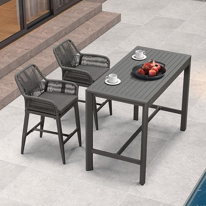 PURPLE LEAF Outdoor 24" Counter Height Bar Stools Chair Set of 2, All Weather - Image 7