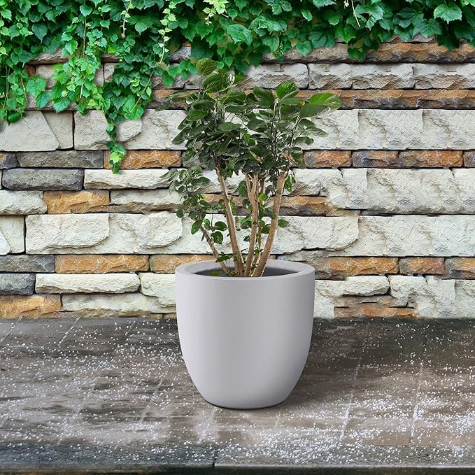 Kante 13.4" Dia Round Concrete Planter, Large Outdoor Modern Indoor Decorative - Image 6