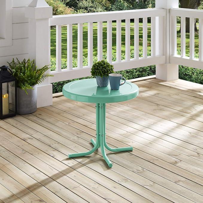 Crosley Furniture Griffith Weather Resistant Retro Metal Outdoor Side Table - Image 8