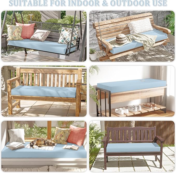 Premium Outdoor Bench Cushions for Patio Furniture 3.5inches Memory Foam Bench - Image 6