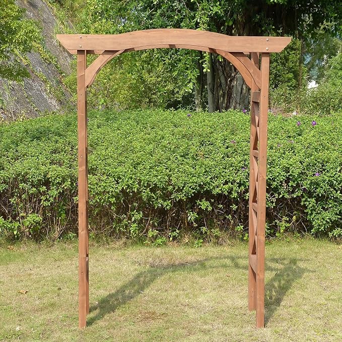 Maykoosh Asian Aesthetics Arbor, Rectangular Wooden Garden Arbor - Image 4