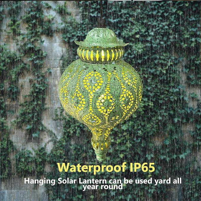 Moroccan Solar Lanterns Outdoor Waterproof Green Hanging Lanterns Outdoor - Image 4