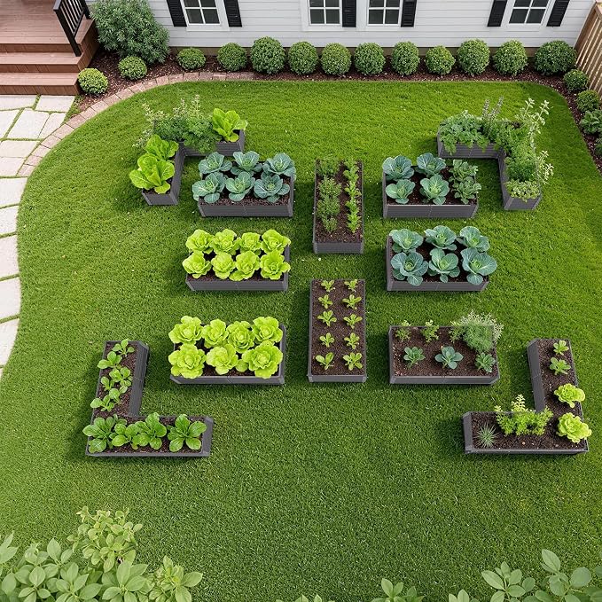 A ANLEOLIFE Set of 12 18 Inch Tall Raised Garden Beds Kit, Rectangular & - Image 3