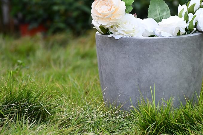 Kante 14 Inch Dia Round Concrete Planter, Indoor Outdoor Large Plant Pot - Image 7