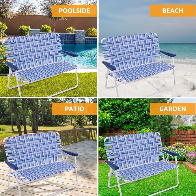 Camp & GO 16" Extended Height Folding Double Wide Web Lawn Chair Loveseat - Image 4