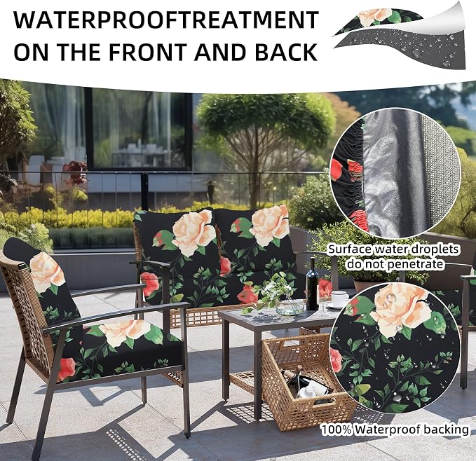 8Pcs Outdoor Cushion Covers, Patio Cushion Covers, Stretch Elastic Slipcovers - Image 4