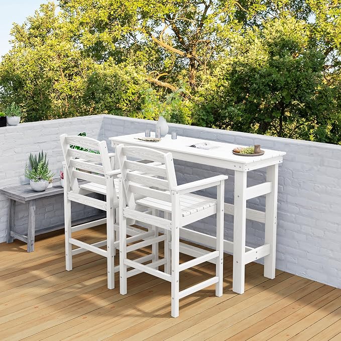 SERWALL 41" Outdoor Bar Table, HDPE Patio Bar Counter Height Table, All Weather - Image 2