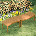 Tangkula Acacia Wood Outdoor Curved Bench Set of 2, Patio Garden Backless Fire by TANGKULA