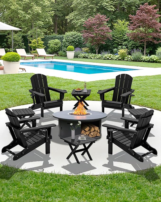 SERWALL Folding Outdoor Side Table Set of 2, Portable Adirondack Side Table - Image 11