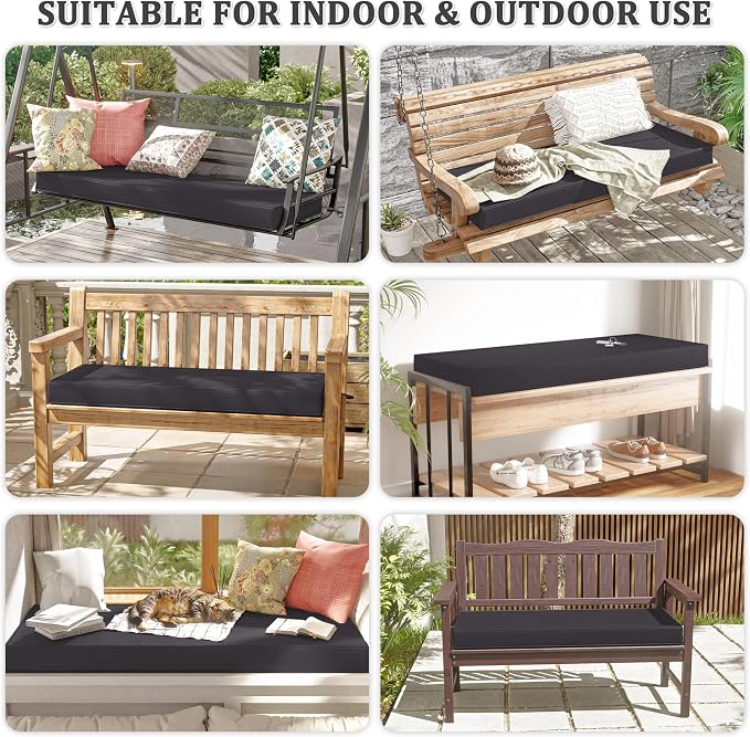 Premium Outdoor Bench Cushions for Patio Furniture 3.5inches Memory Foam Bench - Image 6
