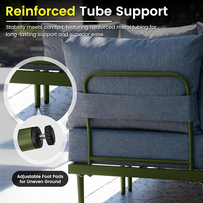 Sundale Outdoor 2 Pieces Patio Sofa Set, Metal Outdoor Sectional Loveseat - Image 5