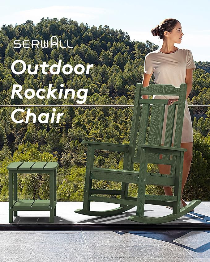 SERWALL Oversized Rocking Chair Outdoor, HDPE Outdoor Rocking Chair - Image 5