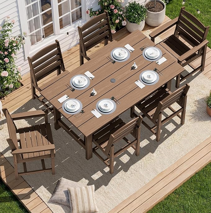 SERWALL Patio Dining Sets for 10 Person, HDPE Dining Set - Image 4