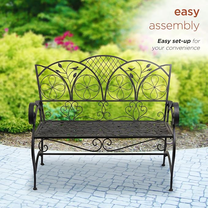 Alpine Corporation 45" Long Outdoor Metal Classic Bench - Image 6