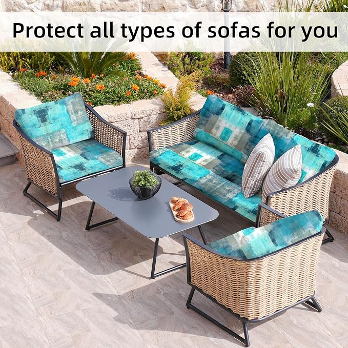 8Pcs Stretch Patio Cushion Covers, Outdoor Couch Covers Replacement, Outdoor - Image 4