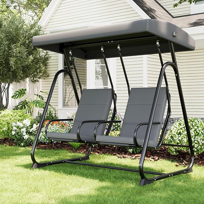 GarveeLife 2 Person Porch Swing Chair, Heavy Duty Outdoor Patio Swing Glider - Image 7