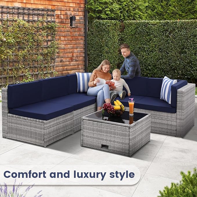 8-Piece Patio Furniture Set, Outdoor Wicker Rattan Sectional - Image 3