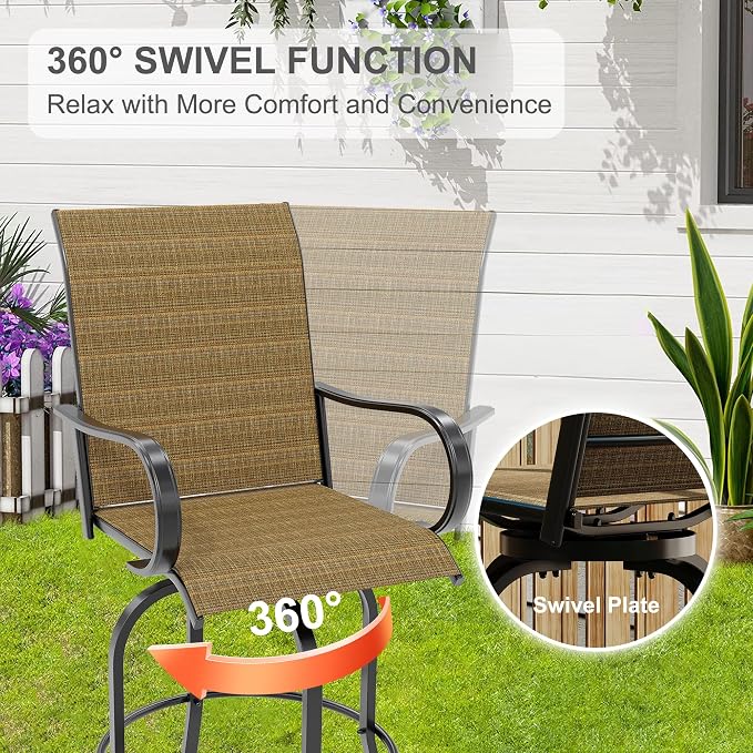 5 Piece Outdoor High Top Bar Set, 5 Pieces Outdoor Swivel Bar Set - Image 3
