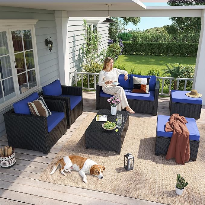 Aoxun 7 Piece Outdoor Patio Furniture Set 6 Seats, Outdoor Sectional - Image 3
