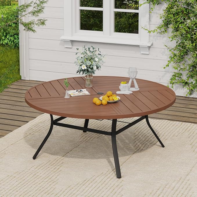 VICLLAX 63" Round Outdoor Table, Patio Dining Table - Image 2