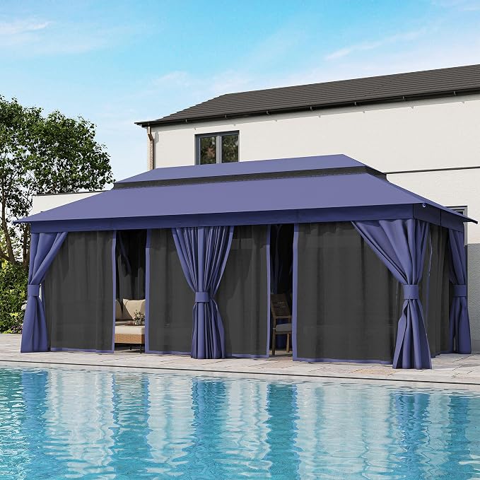 LAUSAINT HOME Semi-Permanent Outdoor Patio Gazebo 10'x20', Heavy Duty Party - Image 2