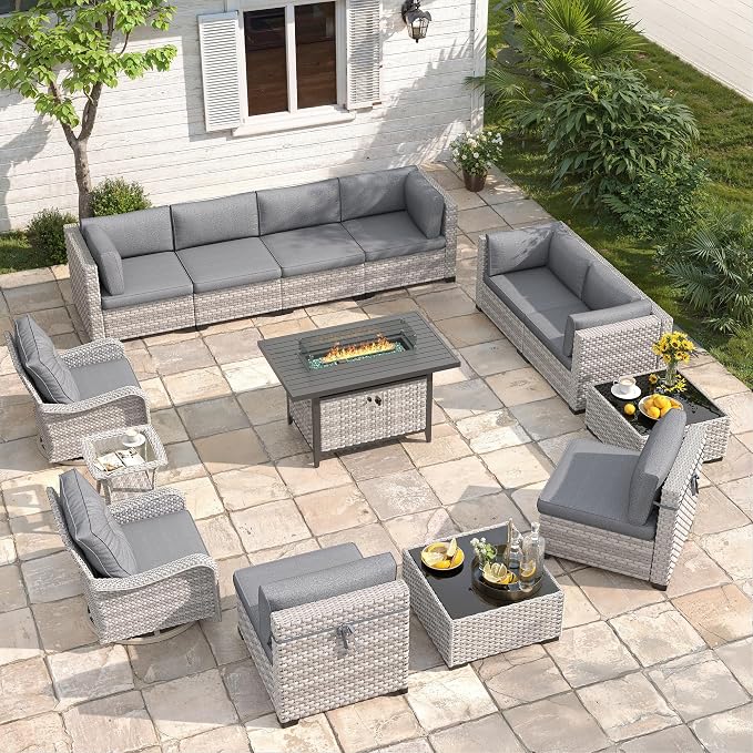 10-Seat Outdoor Wicker Patio Furniture Set by MASIONBACKYARDS