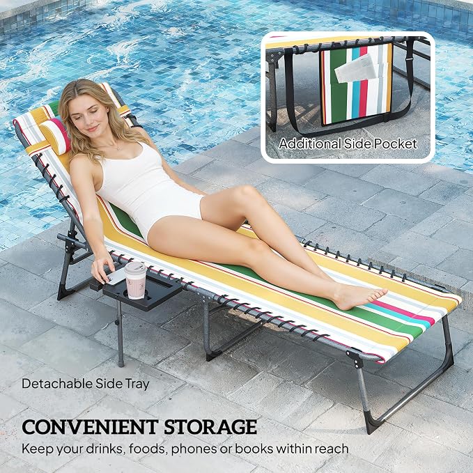 Outsunny Folding Chaise Lounge Chair Outdoor Tanning Chair - Image 6