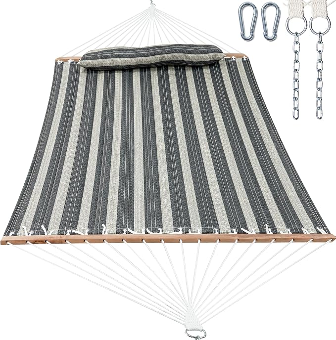 2 Person Hammocks for Outside, Double Quilted Fabric Outdoor Hammock by GafeteOutdoorLiving