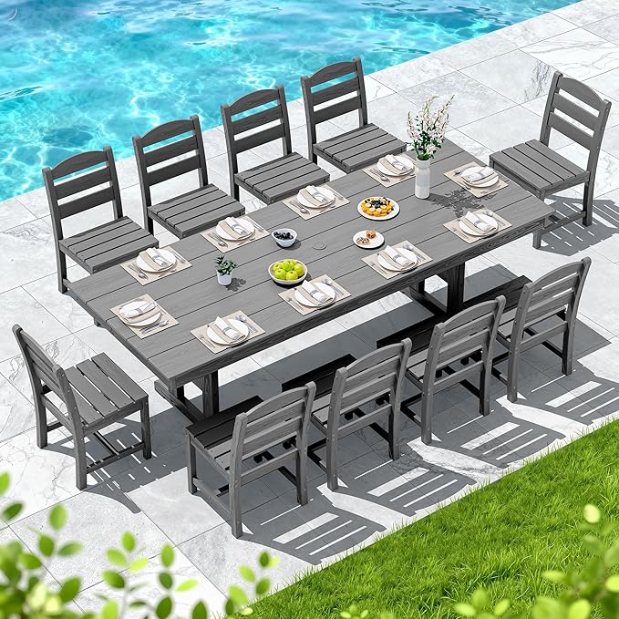 SERWALL Outdoor Dining Chairs Set of 4, All-Weather HDPE Patio Chair - Image 3