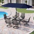PHI VILLA 8 Piece Outdoor Furniture Patio Dining Set, 6 Swivel Textilene Fabric by PHIVILLAThepioneerofcomfortablehouseholdsupplies