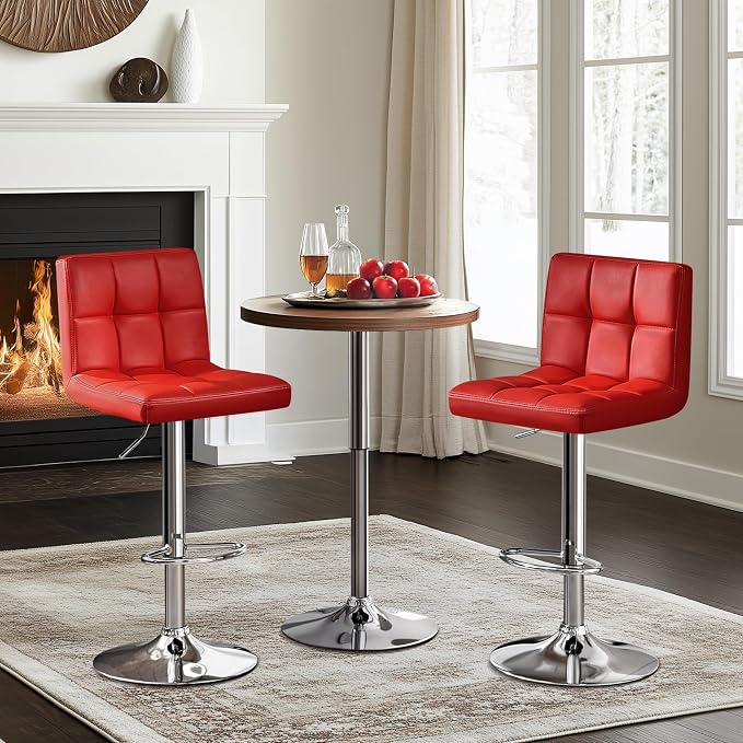 Yaheetech Bar Stools Set of 2, Adjustable PU Leather Swivel Barstools, Modern - Image 5