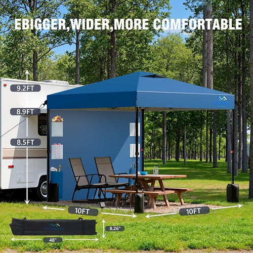 10X10 Pop Up Canopy Tent, Removable Pockets Sidewall - Image 2