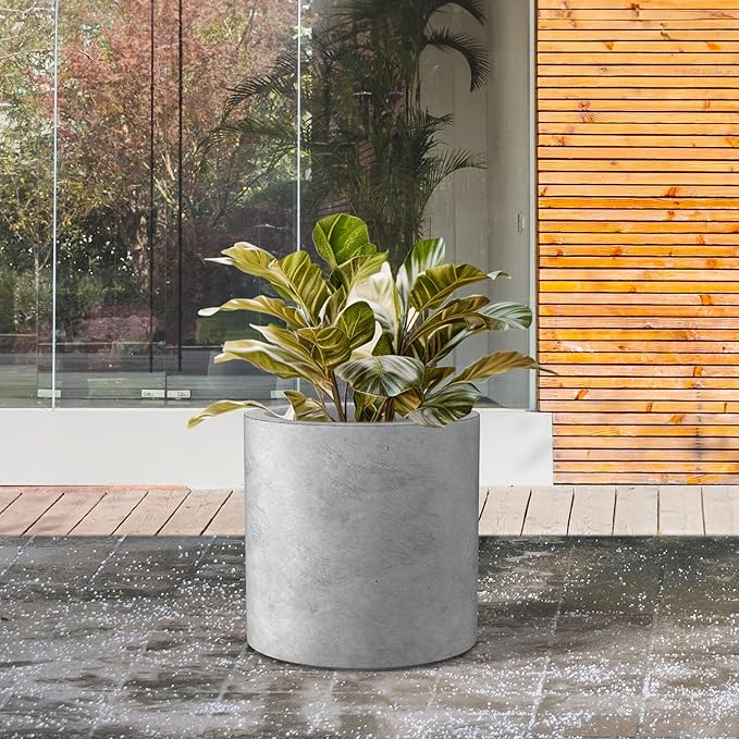 Kante 9.8" Dia Round Concrete Planter, Modern Style Large Cylindrical Plant Pot - Image 6