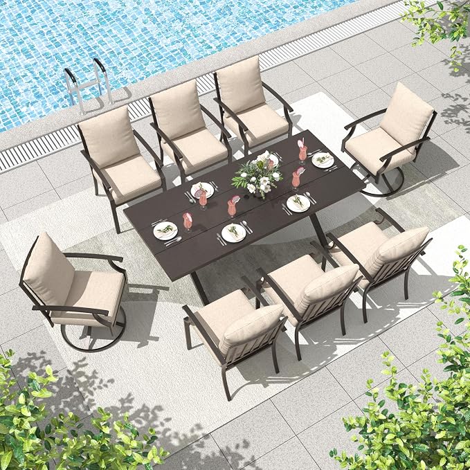 ALAULM 9-Piece Patio Dining Table and Chairs by ALAULM