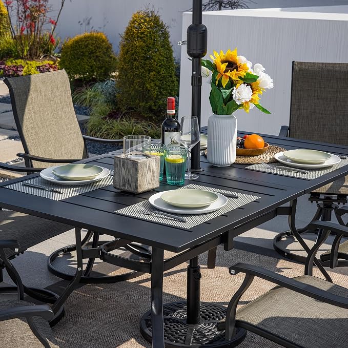 Sour Citrus Rectangular Outdoor Metal Patio Dining Table - Image 5