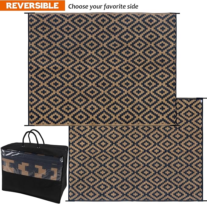 SAND MINE Reversible Mats, Plastic Straw Rug, Modern Area Rug, Large Floor Mat - Image 3