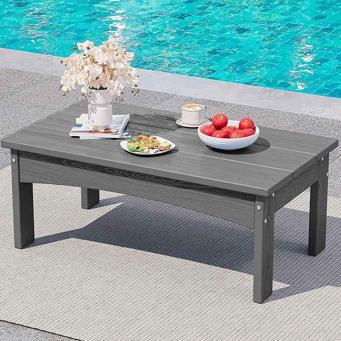 SERWALL Outdoor Coffee Table, HDPE All-Weather Patio Table, Patio Furniture by SERWALL