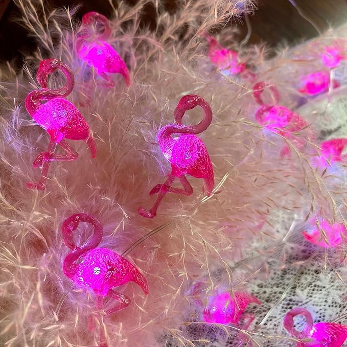 Outdoor Solar Lights for Outside Pink Flamingo Garden Decor 14ft 40LED Solar - Image 8