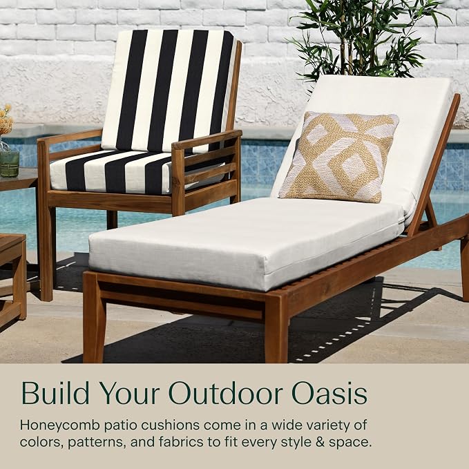 Honeycomb Outdoor Heritage Chaise, 23 x 75, Textured Solid Bone Chair Cushion - Image 3