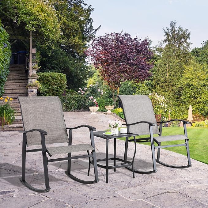Shintenchi 3 Piece Rocking Bistro Set, Outdoor Furniture - Image 7