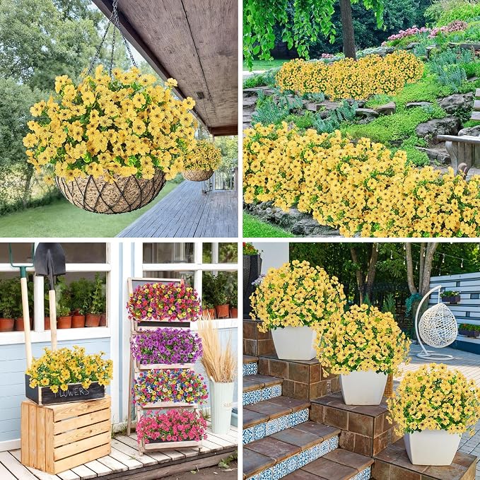 Bassion Artificial Flowers for Outdoors, 24 Bundles UV Resistant Fake Flowers - Image 4