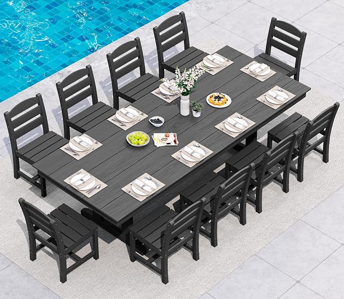SERWALL Outdoor Dining Chairs Set of 4, All-Weather HDPE Patio Chair - Image 7