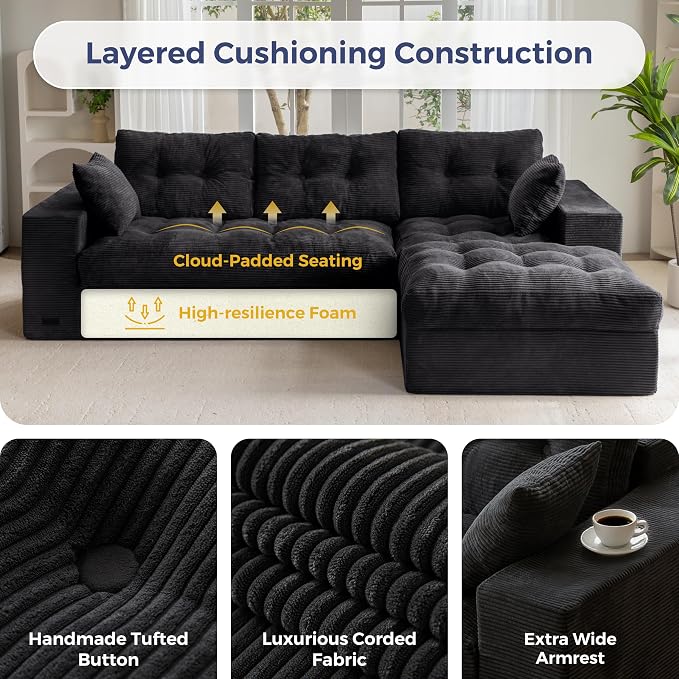 MAXYOYO 104" L Shaped Modular Sectional Sofa - Image 7