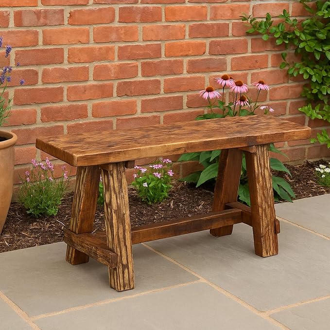 The Urban Port Wooden Garden Patio Bench - Image 2