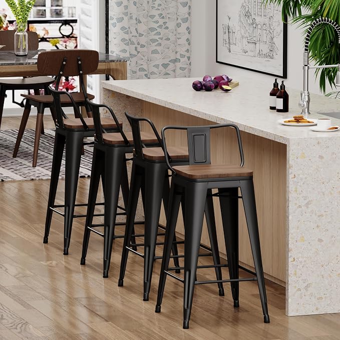 Yongchuang 24" Metal Barstools Set of 4 Counter Bar Stools - Image 7
