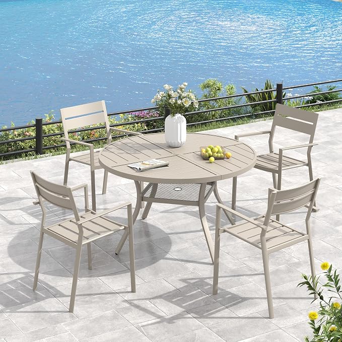 VICLLAX 40.6" Round Outdoor Table, Patio Dining Table - Image 7
