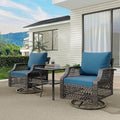 HOMREST 3 Piece Outdoor Swivel Chair Set, Wicker Patio Bistro Set by HOMREST